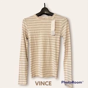 VINCE stripped long sleeve tee shirt 60% cotton 40% modal.